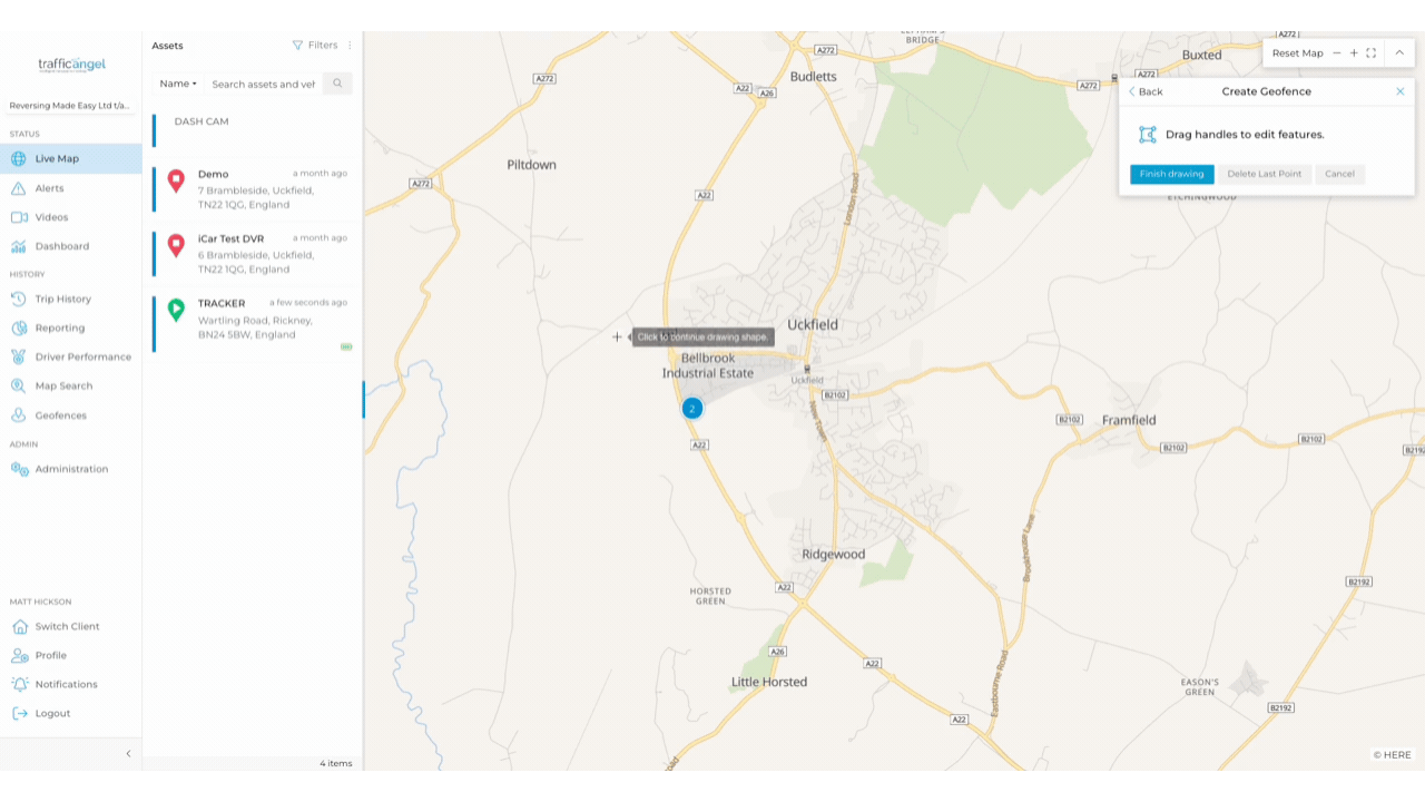 GPS fleet dashboard for commercial vehicle management