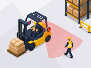 Forklift safety system with pedestrian acknowledgement